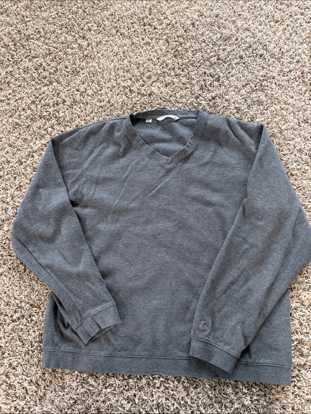 Cutter & Buck Men's V-Neck Sweater in Charcoal Gray